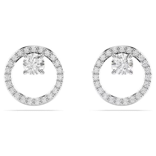 Swarovski øredobber Constella stud earrings Round cut, White, Rhodium plated - 5692262